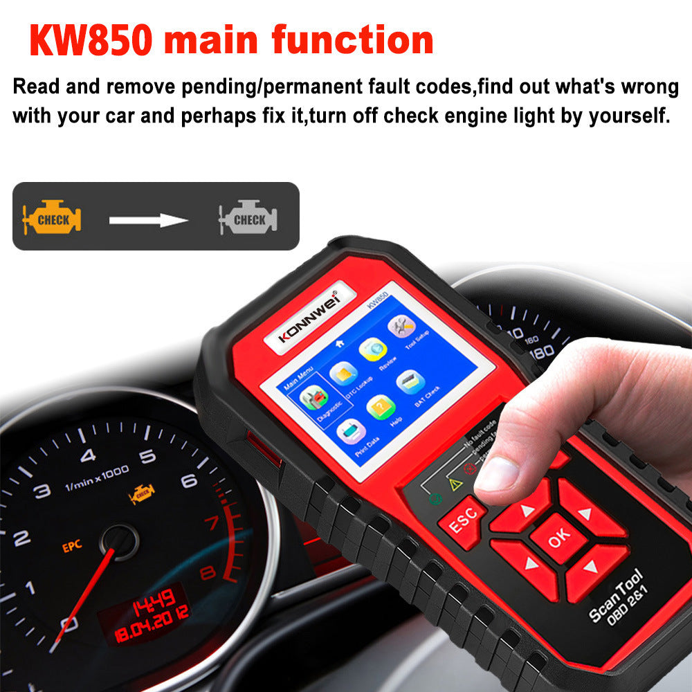 KW850 OBD2 CAN BUS Code Reader Car Engine Fault Code Detector Scanner